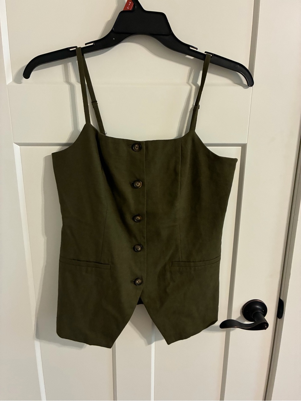 Olive Green Button-Front Vest Top